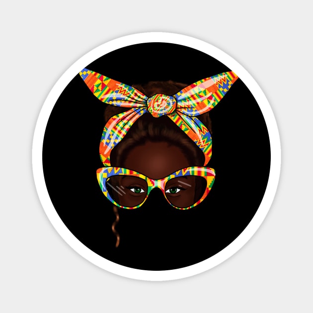 African Woman With Kente Pattern, Melanin Girl, Afro Style Magnet by logiamerch